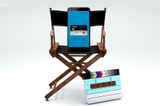 a phone sits in a director's chair